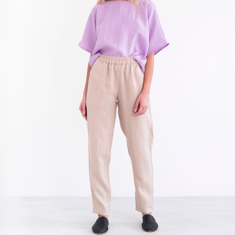 Love and Confuse Brinley 100% Linen Pull On Pants W/Pockets pale pink‎ Sz XS